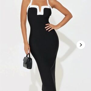 Fashion Nova Black and White Asymmetrical Dress